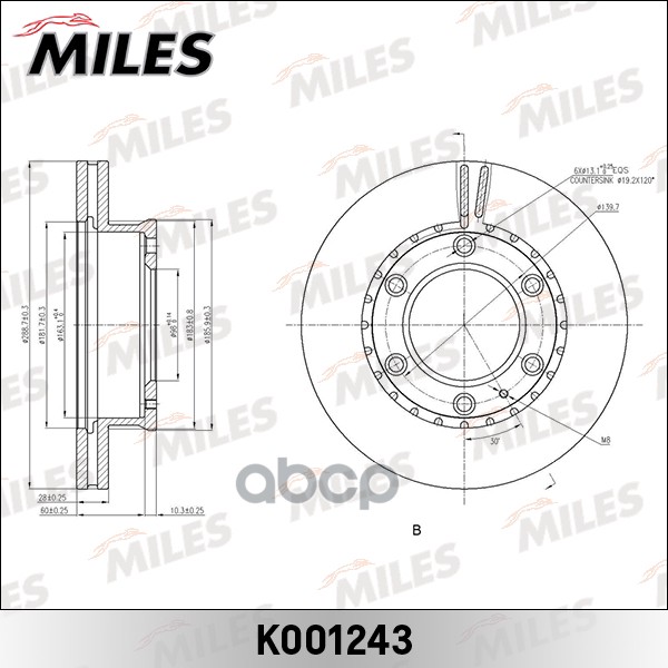Диск тормозной передний D289мм. FORD RANGER 05-/MAZDA B-SERIE 99-/BT-50 06- (TRW DF6034S) K001243 Miles арт. K001243