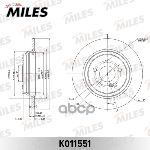 Диск Тормозной Mercedes W220 2.8-3.5 98-05 Задний D=300Мм. Miles арт. k011551