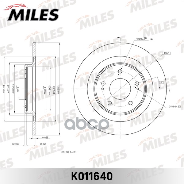 Диск тормозной задний D302мм. MITSUBISHI OUTLANDER/ASX 12- (TRW DF6598) K011640 Miles арт. K011640