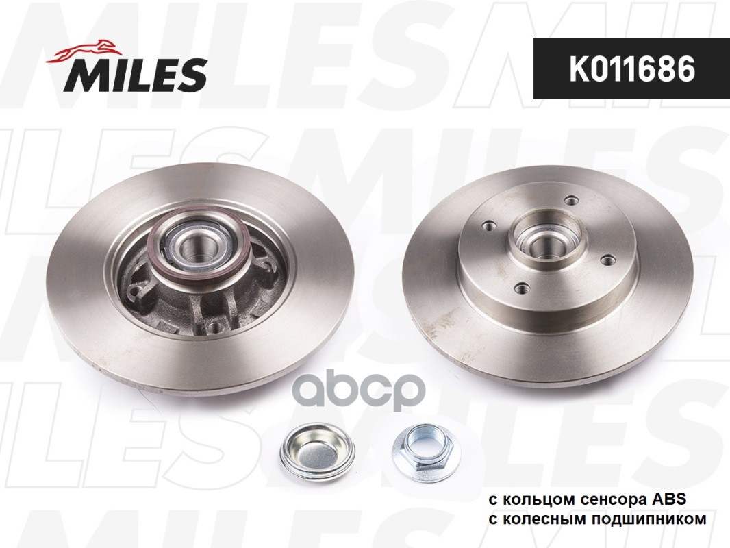 Диск тормозной задний с подшипником CITROEN C4 04-/PEUGEOT 308 07- (TRW DF6042BS) K011686 Miles арт. K011686