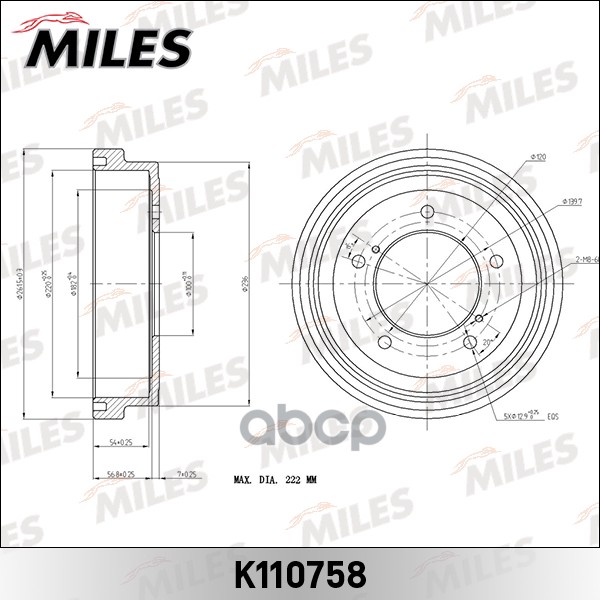 Барабан тормозной SUZUKI GRAND VITARA 98-03 K110758 Miles арт. K110758