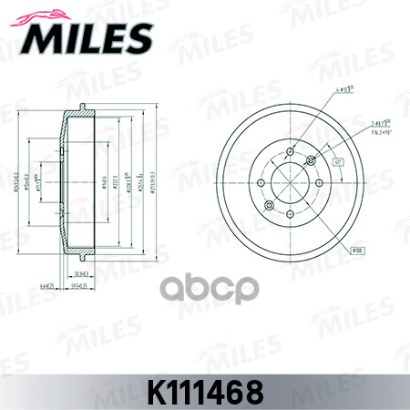Барабан тормозной CITROEN BERLINGO 96-/PEUGEOT PARTNER 96-/306/406 (TRW DB4096) K111468 Miles арт. K111468