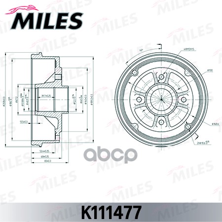 Барабан тормозной (d180mm) RENAULT LOGAN/CLIO/MEGANE (TRW DB4245B) K111477 Miles арт. K111477