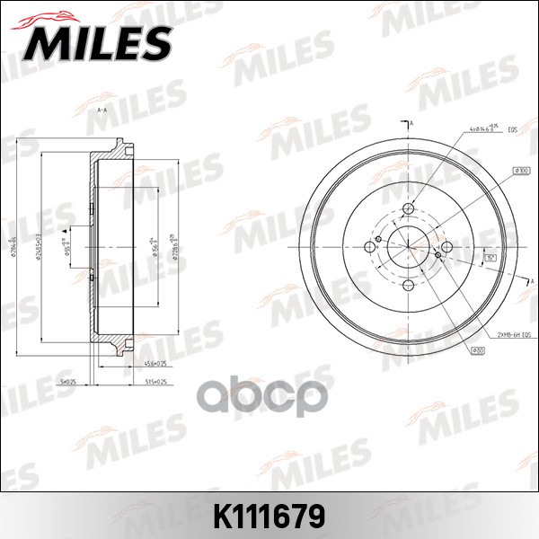 Барабан тормозной TOYOTA COROLLA/AURIS K111679 Miles арт. K111679