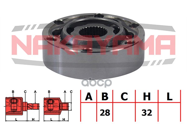 ШРУС внутр. к-кт AUDI 80100A4A6, SKODA SUPERB, VW PASSATTRANSPORTER IIICARAVELLE III (28x32) NJ7004NY NAKAYAMA арт. NJ7004NY