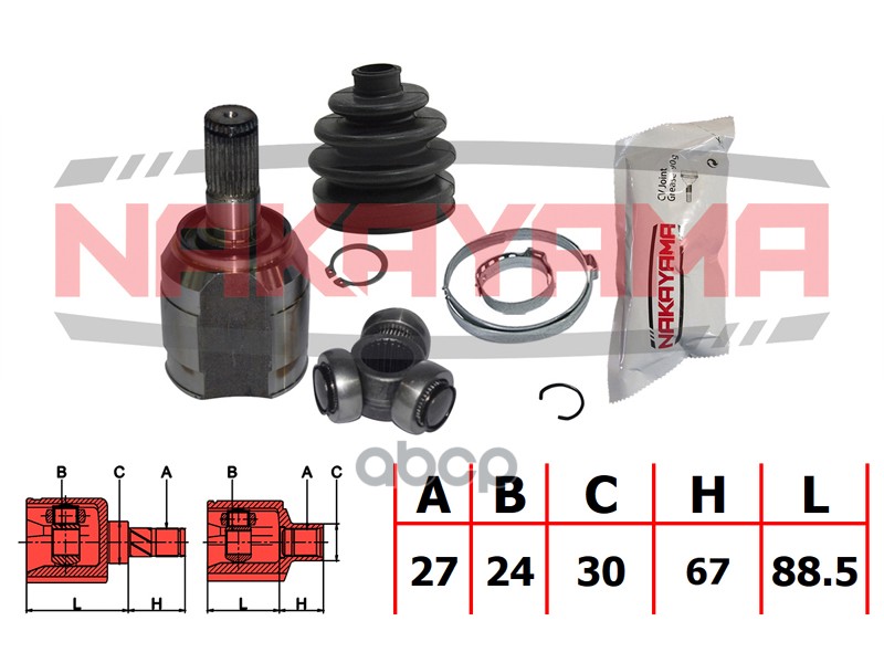 ШРУС внутр. к-кт правый HYUNDAI TUCSON (TM) 10-, KIA SPORTAGE (SL) 10- (27x24x155.5x30) NJ7807NY NAKAYAMA арт. NJ7807NY