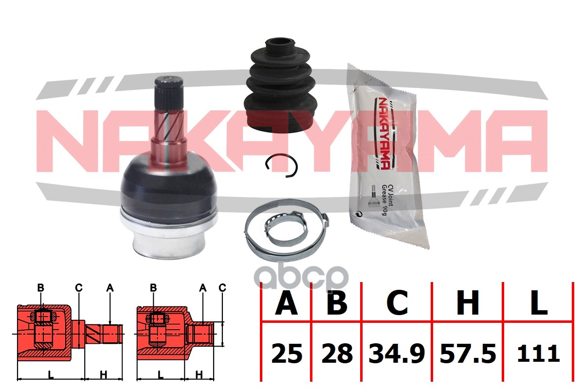 ШРУС внутренний левый, к-кт NJ8042NY NAKAYAMA арт. NJ8042NY