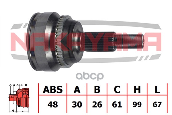 ШРУСвнешнкктTOYOTACAMRYACV30MCV300106 NAKAYAMA NJ819NY NAKAYAMA арт. NJ819NY