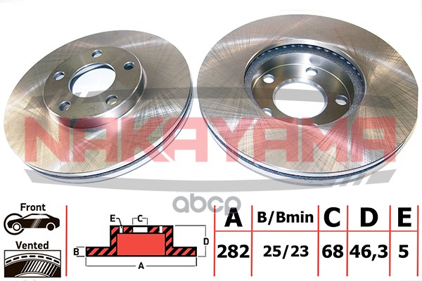 Торм.диск Передн. Vw Passat 1.8I 96- (282X25x5) Q4126 NAKAYAMA арт. Q4126