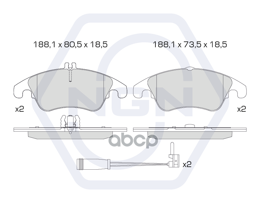 Колодки тормозные керамические  передние MERCEDES-BENZ C250-350(W204) 07-14 / CLS220D-400(C218) 11-1 NGN арт. 3501293