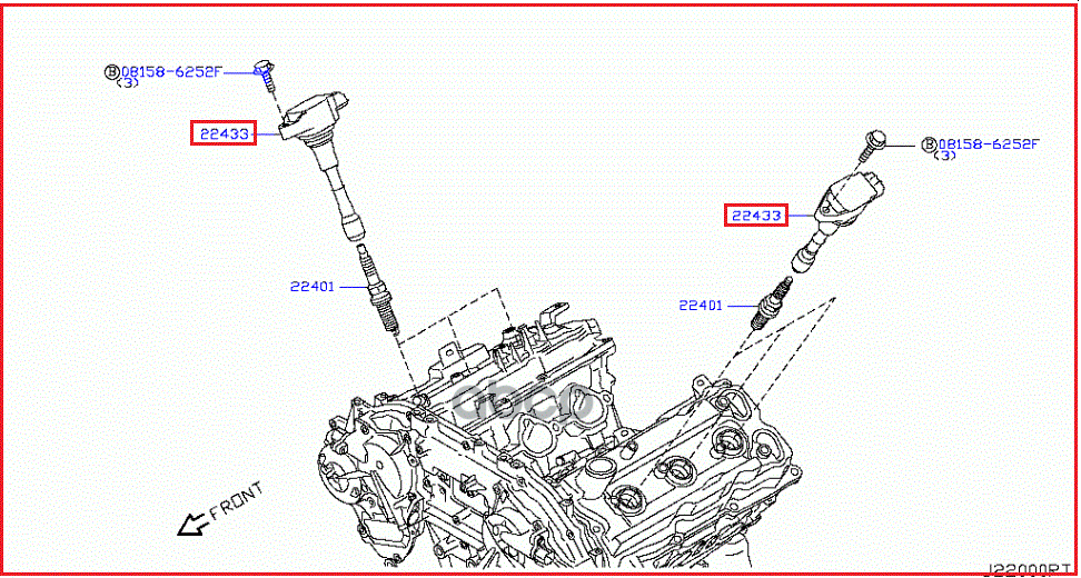 КАТУШКА ЗАЖИГАНИЯ 22448-EY00A NISSAN арт. 22448-EY00A