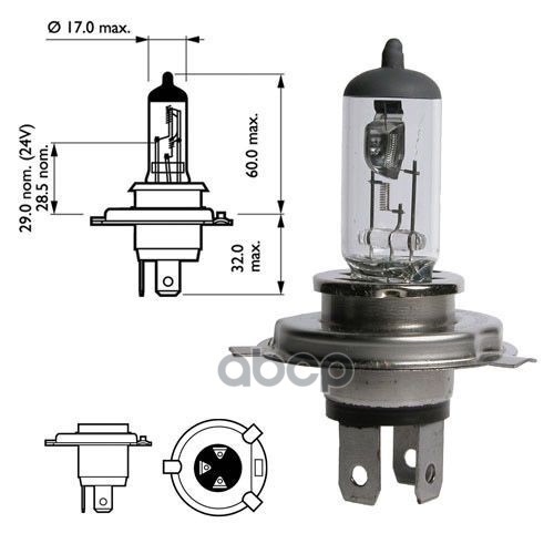 Лампа 12V H4 60/55W NARVA Standard 1 шт. картон 48881 Narva арт. 48881