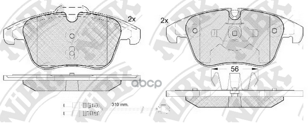 Комплект тормозных колодок, дисковый тормоз FORD GALAXY, MONDEO IV, VOLVO S60 II, S80 II)  PN0462W NiBK арт. PN0462W