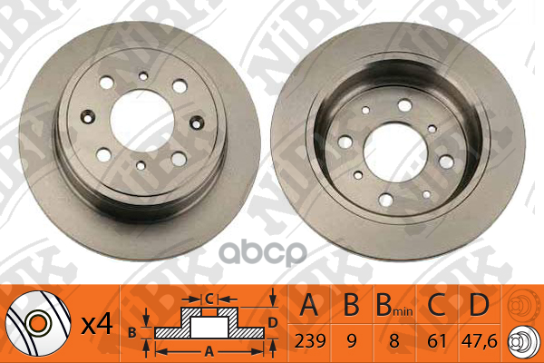 Диск тормозной HONDA FIT 2008 RN1052 NiBK арт. RN1052