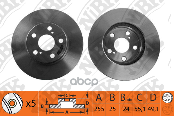 Диск тормозной TOYOTA CELICA 1.8 1999 - 2005  LEXUS CT 1.8 2010 - NiBK арт. rn1058