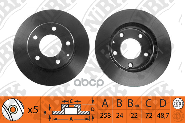 Диск Тормозной Mazda 626 1.8-2.0 91-02/Premacy 1.8-2.0 99- Передний Rn1061 NiBK арт. RN1061