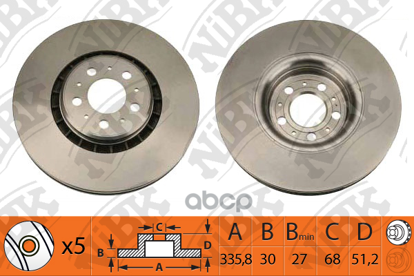 Диск тормозной VOLVO XC90 02 R17 передний D336мм RN1183 NiBK арт. RN1183