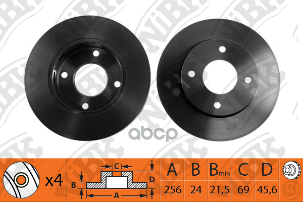 Диск тормозной передний MITSUBISHI Colt IV/SMART Forfour /Vent D=256mm NIBK RN1212 NiBK арт. RN1212