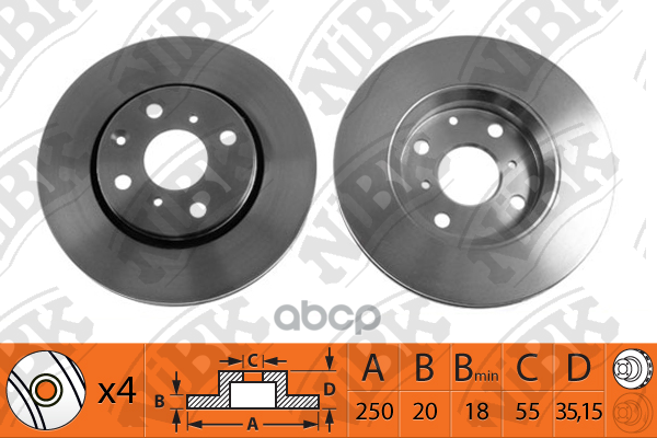Диск тормозной передний PEUGEOT 107/CITROEN C1 NIBK RN1214 NiBK арт. RN1214