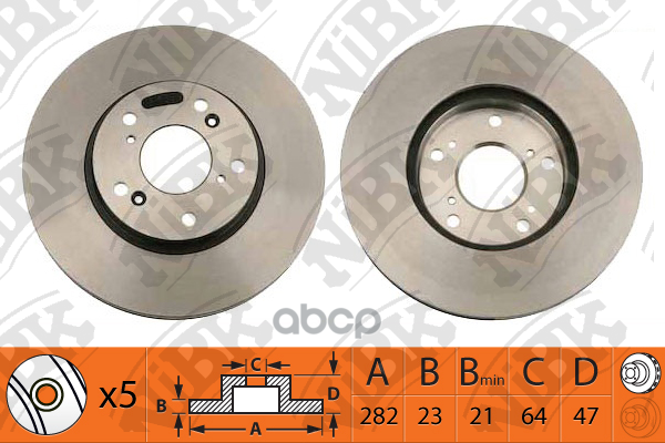 Диск тормозной HONDA CIVIC 06/FR-V 05/STREAM 02 передний RN1218 NiBK арт. RN1218