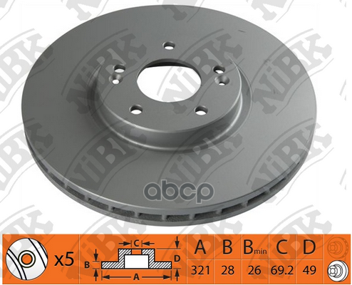 Диск тормозной KIA SORENTO 2009 RN1349 NiBK арт. RN1349