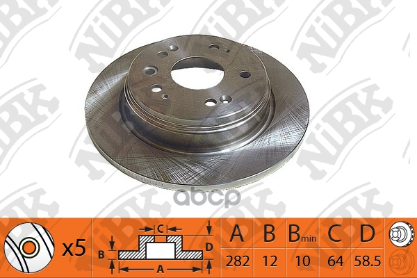 Диск Тормозной Honda Stream 1.7 2001 -   Honda Stream 2.0 2001 -   Honda Fr-V 2.0 2005 - NiBK арт. rn1355