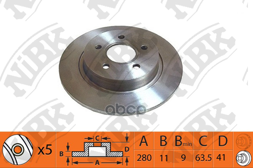 Диск тормозной задний FORD Focus-II/C-MAX/Volvo C30 NIBK RN1368 NiBK арт. RN1368