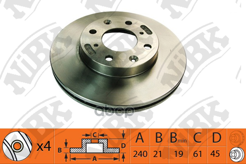 Диск Тормозной Honda Civic 1.3-1.6 91-01  Rn1375 NiBK арт. RN1375