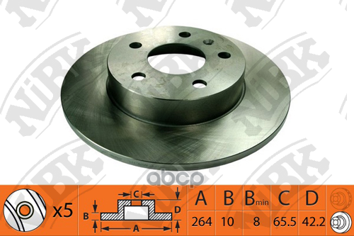 Диск тормозной задний OPEL Astra G/H/Meriva A/ Zafira B /D=264mm NIBK RN1380 NiBK арт. RN1380