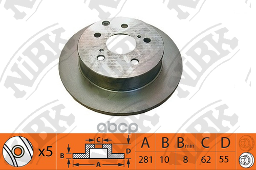 Диск тормозной задний TOYOTA RAV 4 III/IV / LEXUS HS NIBK RN1433 NiBK арт. RN1433