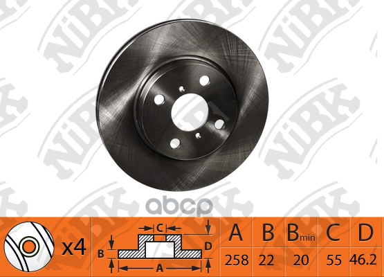Диск тормозной передний NIBK RN1436 NiBK арт. RN1436