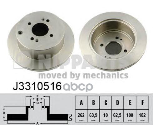Диск Тормозной Hyundai Accent 05-/Getz 02-/I20 08- Nipparts арт. J3310516
