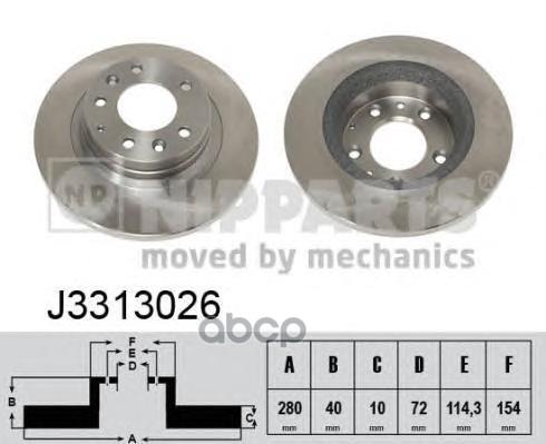 Диск тормозной зад.[280x10] 5 отв. Nipparts арт. J3313026