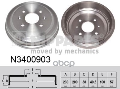 Барабан тормозной CHEVROLET AVEO 06-/SPARK 10- Nipparts арт. N3400903