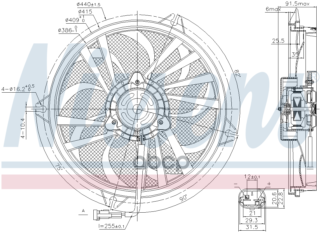 Вентилятор Peugeot Partner  (M) (96-) 1.6 Hdi Nissens арт. 85674