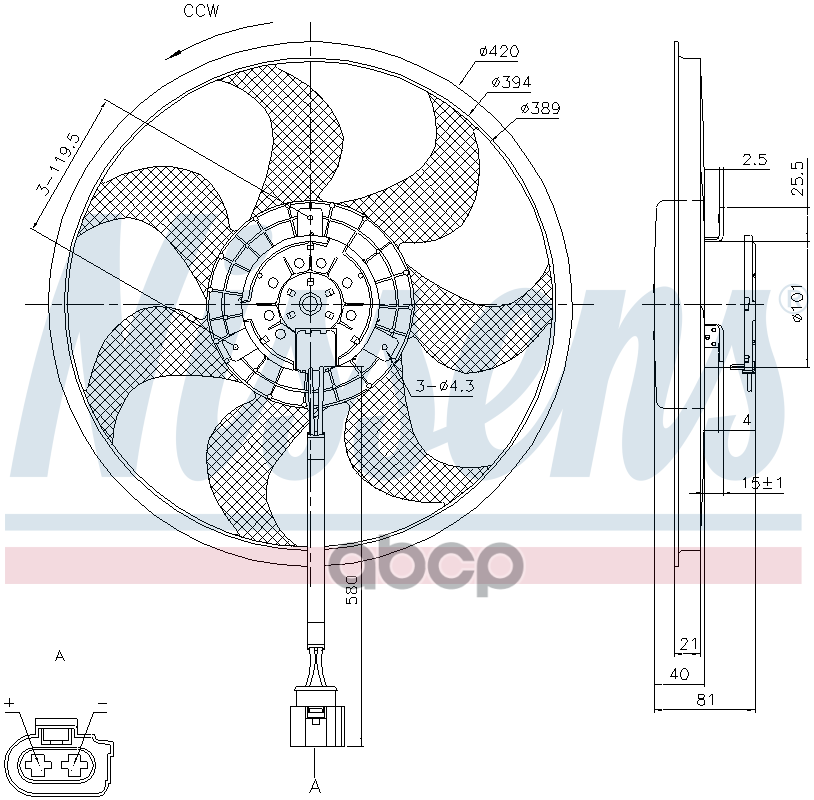 Вентилятор Volkswagen Transporter T5 (7H  7E) (03-) 3.2 I V6 Nissens арт. 85805