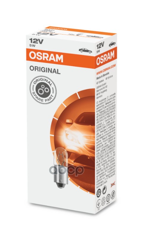 Лампа накаливания сигнальная T4W BA9s Original 12V 5W Картон 10шт(цена за штуку) Osram арт. 3860