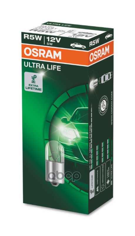 Лампа накаливания сигнальная R5W BA15s Ultra Life 12V 5W Картон 10 шт (цена за штуку) Osram арт. 5007ULT