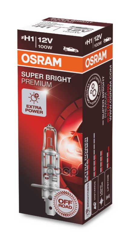 Лампа 12V H1 100W OSRAM OFF-ROAD 1 шт. картон 62200SBP Osram арт. 62200SBP