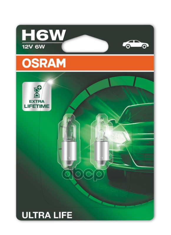 Лампа Галогеновая Сигнальная H6w Bax9s Ultra Life 12V 6W Блистер 2 Шт Osram арт. 64132ULT02B