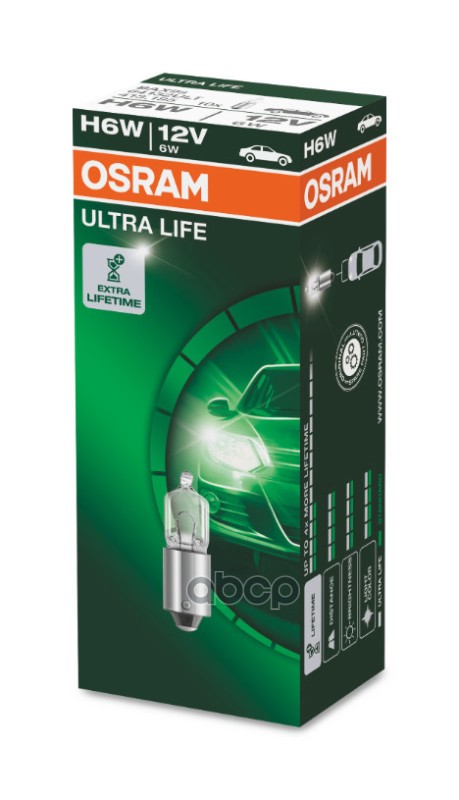 Лампа H6w 12V 6W Bax9s Ultra Life 4 Года Гарантии 1 Шт. Osram арт. 64132ULT