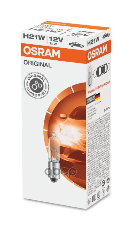 Лампа накаливания сигнальная H21W BAY9s Original 12V 21W Картон 1шт Osram арт. 64136