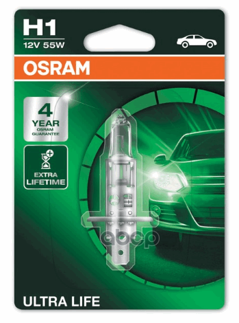Лампа Галогенная Ultra Life H1 12V 55W P14.5s 64150Ult-01B Osram арт. 64150ULT01B