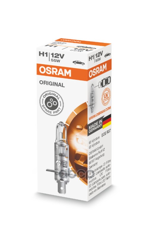 Лампа галогеновая головного света H1 P14.5s Original 12V 55W Картон 1шт Osram арт. 64150