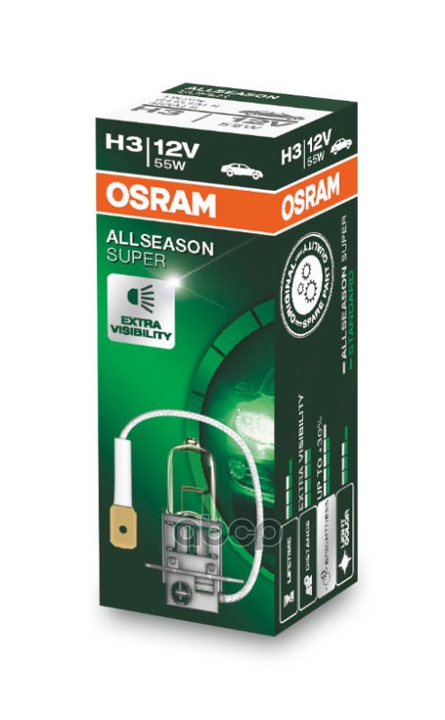 Лампа 12V H3 55W PK22s OSRAM ALLSEASON 1 шт. картон 64151ALS Osram арт. 64151ALS