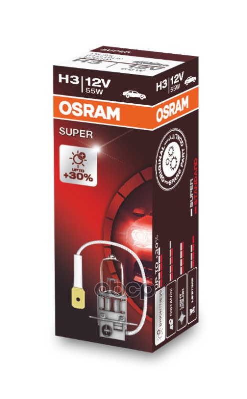 Лампа галогеновая головного света H3 PK22s 3200K Super 12V 55W Картон 1шт Osram арт. 64151SUP
