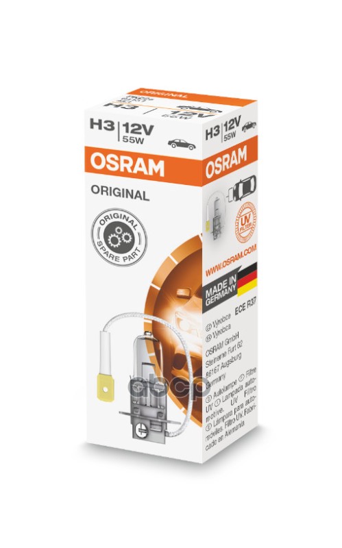 Лампа галогеновая головного света H3 PK22s Original 12V 55W Картон 1шт Osram арт. 64151