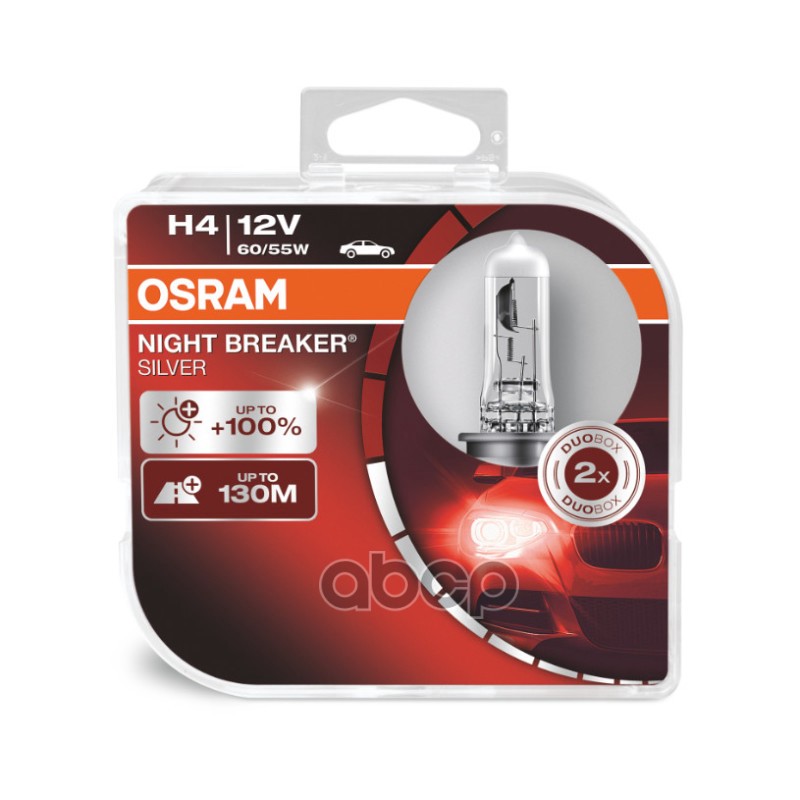 Лампа 12V H4 60/55W P43t OSRAM NIGHT BREAKER SILVER 2 шт. картон 64193NBS-HCB Osram арт. 64193NBS-HCB