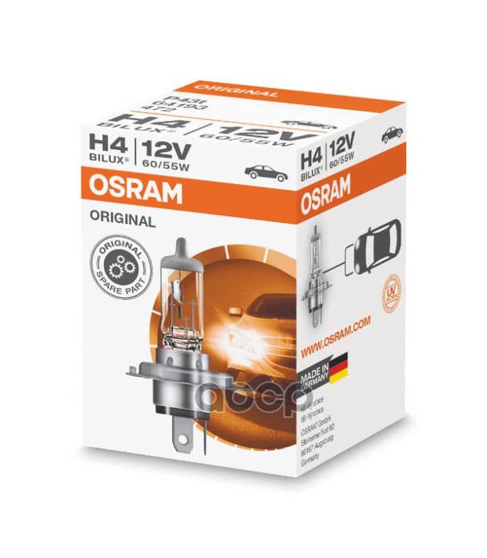 Лампа г/с H4 (60/55W) P43t-38 Original 12V 64193 4050300001470 Osram арт. 64193