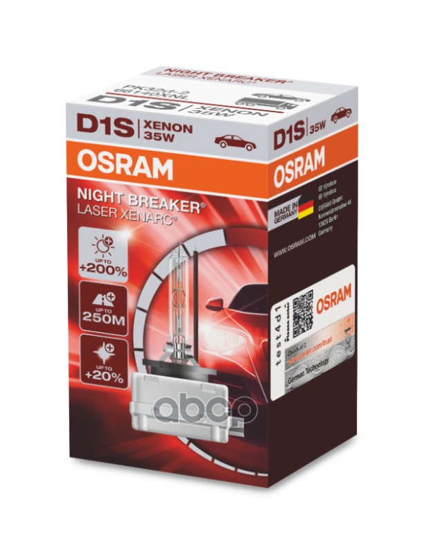 Лампа D1s 85V 35W Pk32d-2 Xenarc Night Breaker Laser +200% Больше Света 1 Шт. Osram арт. 66140XNL
